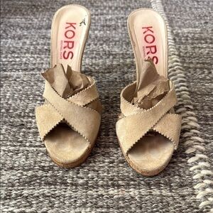 Michael Kors Tan Mules with Criss-Cross Straps